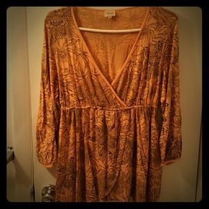 Ella Moss Gold Asian Inspired babydoll top