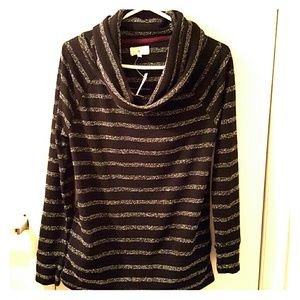 NWT Lou & Grey B&W Striped Cowl neck blouse