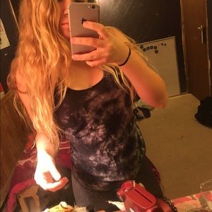 Tie-dye black and white racer back tank