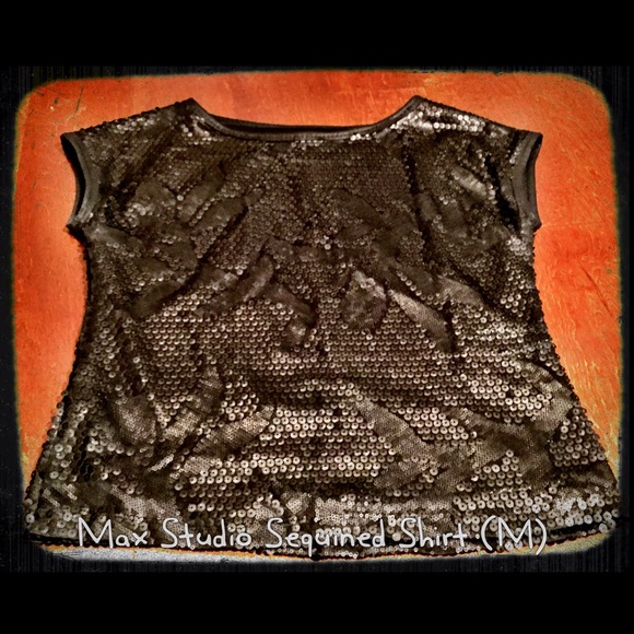 Max Studio Sequined Floral Design Shirt Medium!