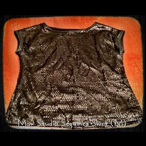 Max Studio Sequined Floral Design Shirt Medium!