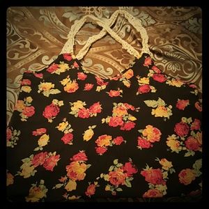 Floral lace strap top