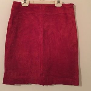 Red suede skirt