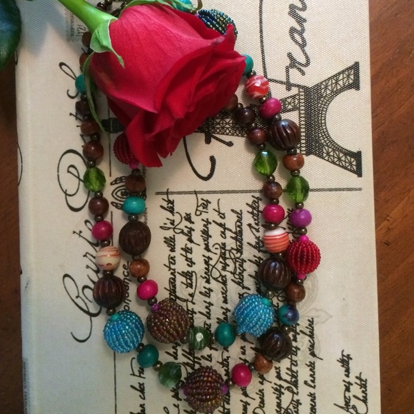 Wooden beaded necklace