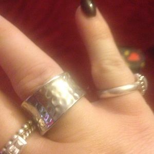 Silver hammered ring