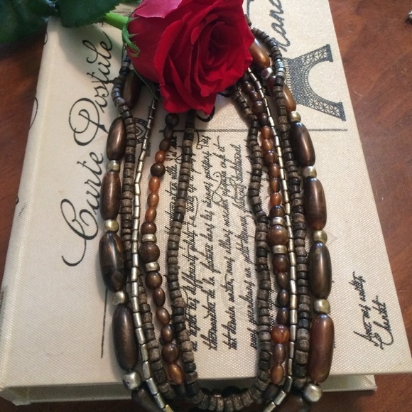 Wooden and las tic beaded necklace!