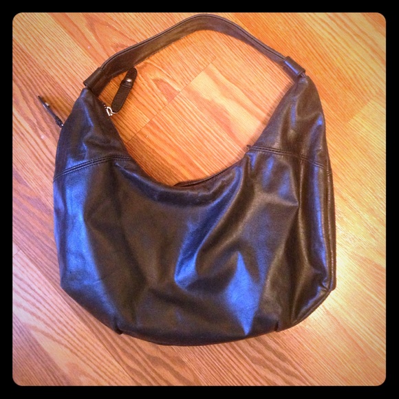 Black leather Hobo shoulder bag