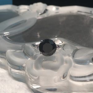 3 Carat Onyx CZ with (2) Accent Stones- Size 7