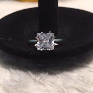 3 Carat, 8 Prong Square Solitaire CZ- Size 7