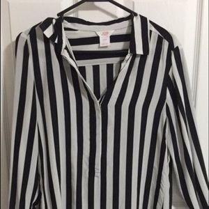 Black & white striped blouse