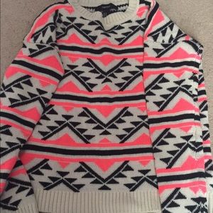 Pink/tan tribal printed sweater