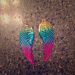 Rainbow Angel Wing Earrings