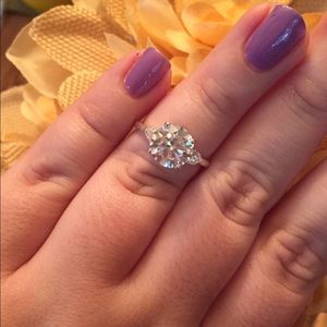 3 Carat CZ with (2) Accent Stones. Size 7