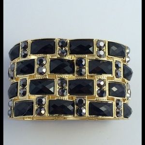 Regal Rhinestone Onyx Stretch Bracelet