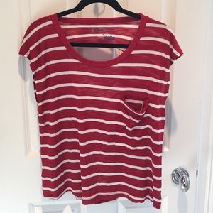 Blue Life Tee with Shredded Back Detail