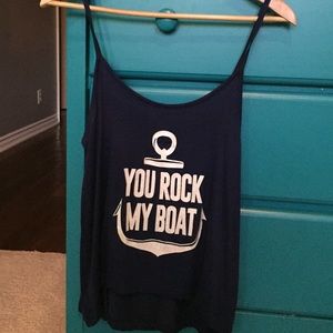 super cute blue flowy graphic tank