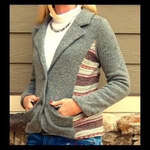 Anthropologie wool Nordic print sweater jacket