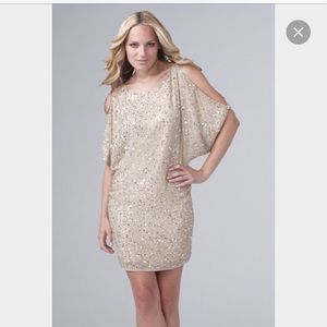 Aidan Mattox gold cocktail dress