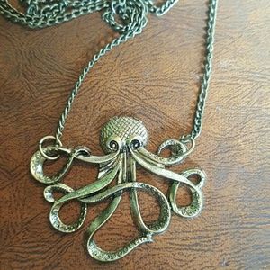 Bronze vintage  octopus  necklace