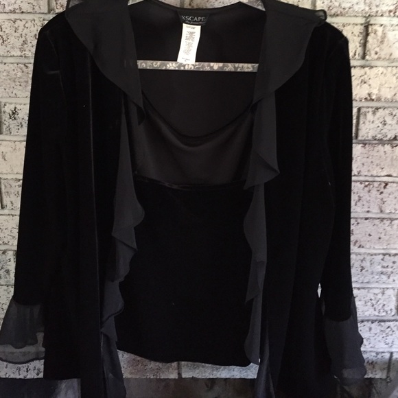 Xscape - Black Velvet jacket and cami set.