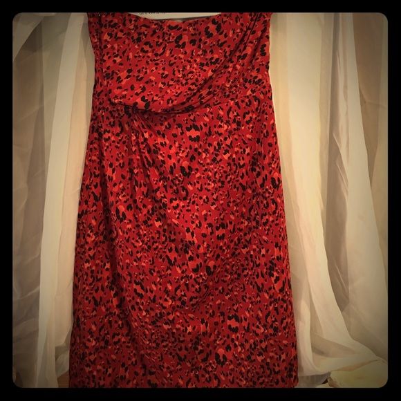 Strapless animal print dress.