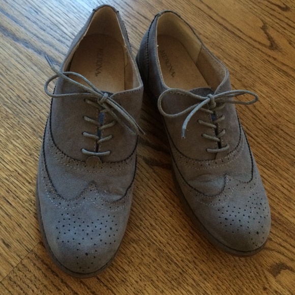 Merona Shoes - Grey suede-like Oxford shoes