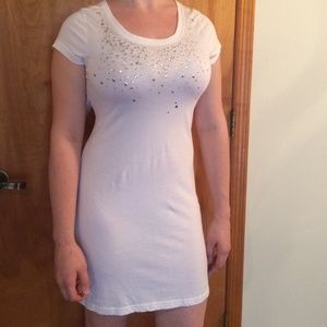 Guess white studded mini dress