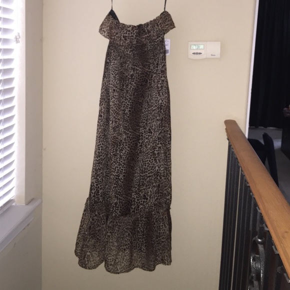 long flowy leopard print dress ruffled medium f21 - Picture 1 of 3