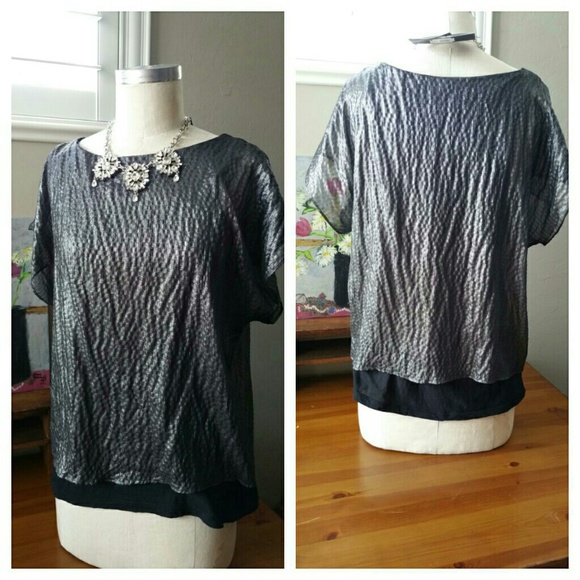 Express Sheer Metallic Layer Top