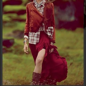 Long red free people skirt  ✨