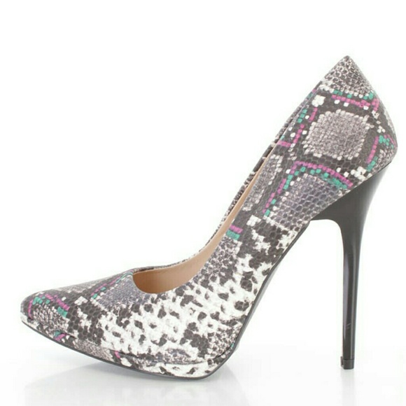 Multicolor Faux Snakeskin Pumps