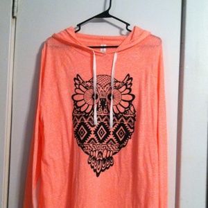 Owl long sleeve hooded shirt