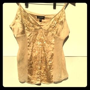 Bebe Gold silky top with sequins