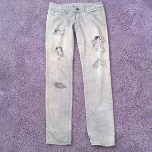 AE gray stretch destroyed skinny jean