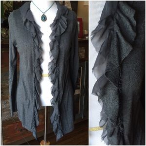 Boho Ruffled Open Front Cardigan