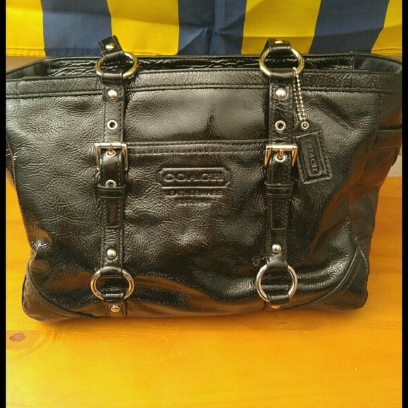 Black patent leather coach tote!