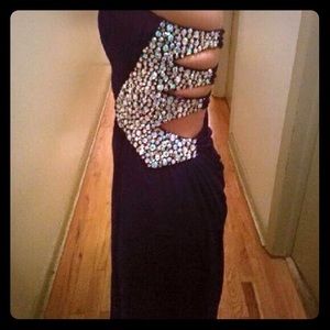 Dark purple prom dress.