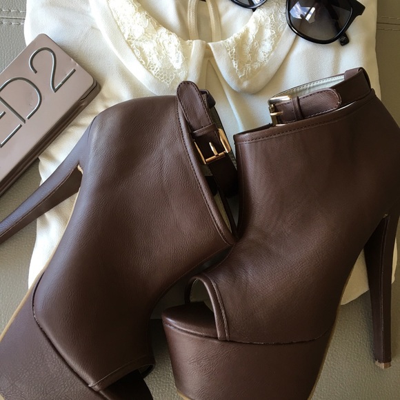 Brown booties with ankle straps!