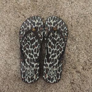 Tory Burch animal printed wedge flip flop NWOT