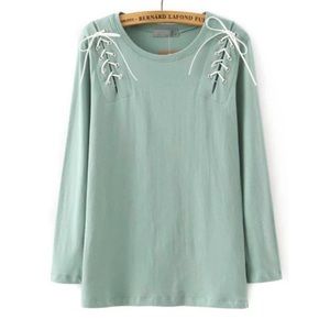 Green lace up shirt