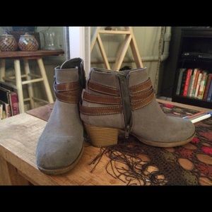Gray suede booties