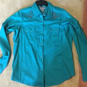 Wrangler teal shirt