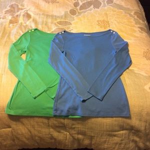 Two boat neck long sleeve tees