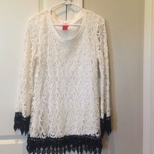 Black and white lace tunic