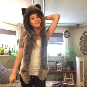 Gray wolf spirit hood