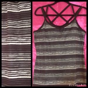 Black & Grey Stripped Workout Top.