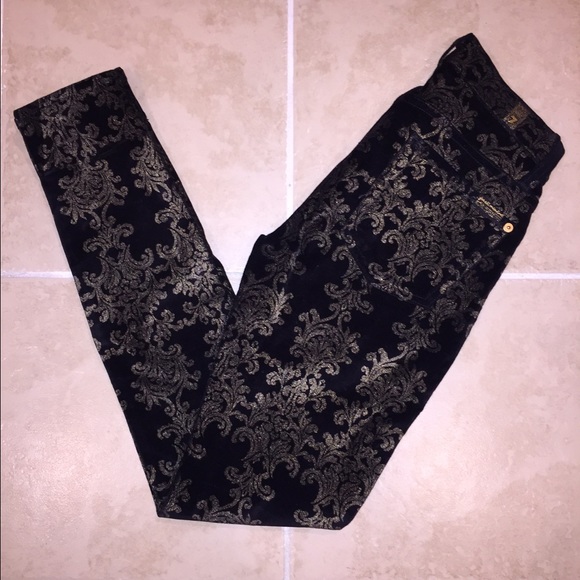 Skinny in black velvet with gold foil brocade - Picture 2 of 4