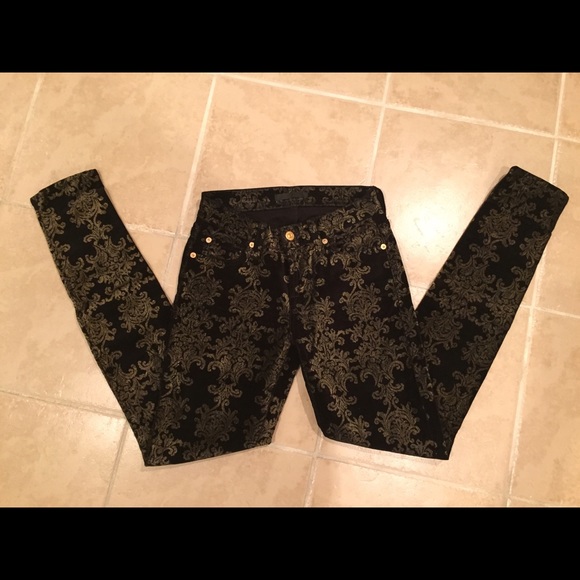 Skinny in black velvet with gold foil brocade - Picture 3 of 4