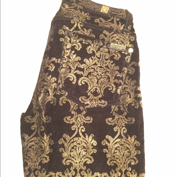 Skinny in black velvet with gold foil brocade - Picture 4 of 4