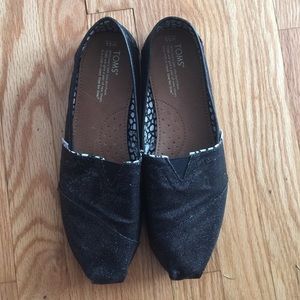 Black sparkly TOMS